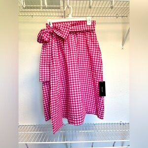 Zara Basic Collection Pink White Gingham A-line Skirt Size XS